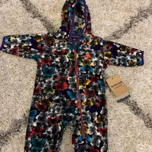 Infant fleece onesie suit.